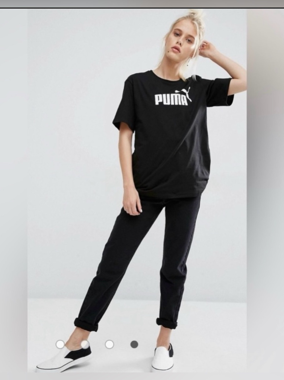 Puma Black size Large Short-Sleeve Tee with White Logo